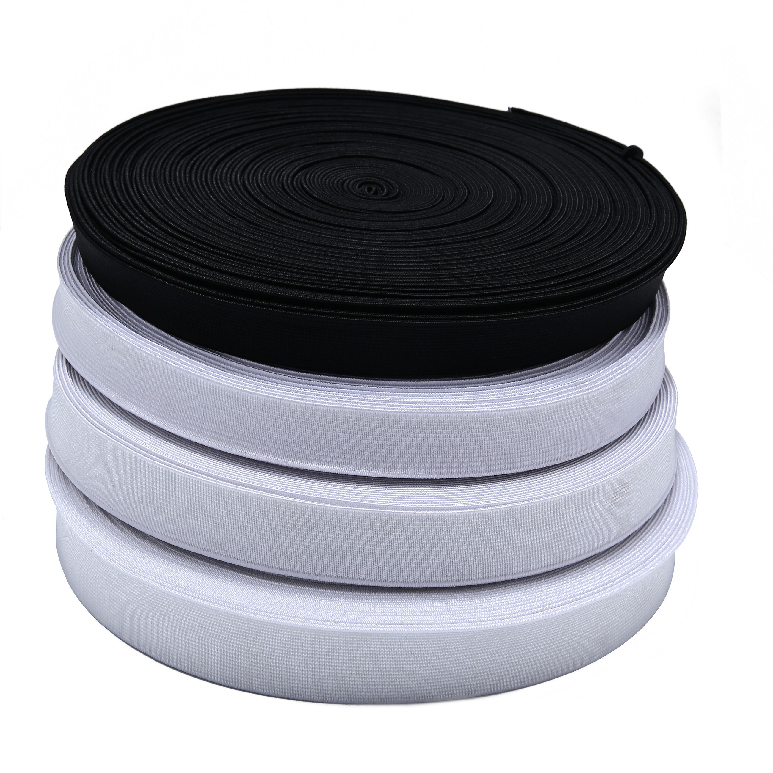 Высококачественная резиновая черно-белая мерсеризованная эластичная тесьма, ремешок для одежды, высокоэластичная полиэфирная тесьма