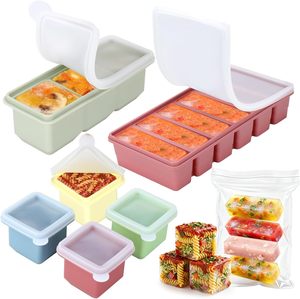 Ensemble de 6 bacs de congélation en silicone pour cubes de soupe, moules de congélation, contenants de congélation pour soupe avec couvercles - Product Image 1
