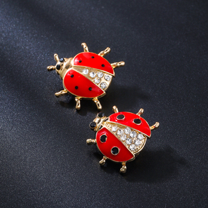 Broches de Mariquita Roja Weiman, Broches de Lujo para Mujer, Moda, Cristal de Estrás, Aleación Chapada en Oro, Broches de Diseñador Personalizables - Product Image 2