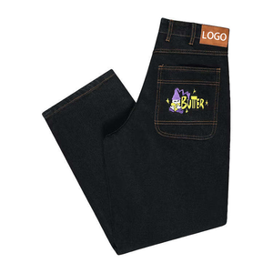 Jeans de Hombre Bordados con Logotipo Personalizado al por Mayor, Jeans Holgados de Alta Calidad, Jeans Negros de Estilo Urbano Hip Hop para Hombre - Product Image 5