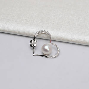 S925 <b>Silver</b> <b>Heart</b>-Shaped Pendant for Women 8-10 Pearl <b>Necklace</b> DIY Accessories Fine Pendants Charms Semi-Finished Empty Tray - Product Image 3
