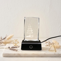 Regalo di Natale Personalizzato Cubo di Cristallo con Incisione Laser 3D e Base LED