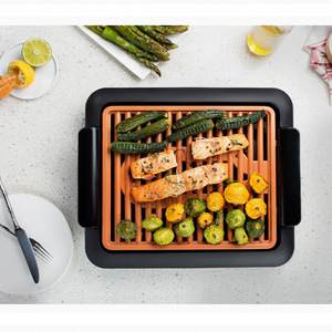 Poêle à griller électrique 32,3x27,3 cm, plaque de cuisson antiadhésive sans fumée pour barbecue d'intérieur, pour la cuisson de la viande et des légumes - Product Image 2