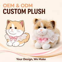 Figurine de chat mignonne en peluche, style couché, service de personnalisation OEM, fabriquée à partir d'images, avec poils longs et rembourrage en coton PP.