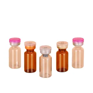 Kozmetik için ilaç paketi için plastik alüminyum kapaklar cam şişe ile cam flakon penisilin şişe 4ml flakon