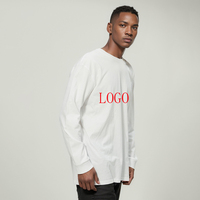 T-shirt à manches longues pour homme en coton 100% uni de haute qualité, surdimensionné, 230 g/m², personnalisable