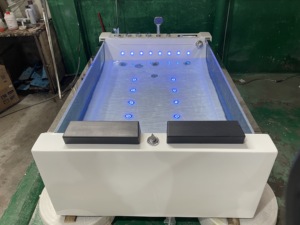 K8956A baignoire de massage à tourbillon avec <span class=keywords><strong>bain</strong></span> à bulles d'air 2 fenêtres latérales en verre trempé avec système de musique à dents bleues - Product Image 5