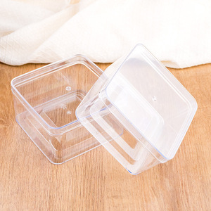 Boîte de rangement carrée en plastique transparent avec couvercle, conteneur de qualité alimentaire pour biscuits, bonbons, collations, emballage cadeau, présentoir - Product Image 1