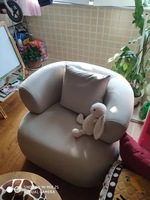 Fauteuil décontracté en tissu crème style nordique, confortable et moderne, en forme de U, avec housse amovible, pour salon