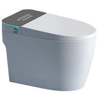 WC intelligent de luxe moderne en céramique monobloc allongé avec télécommande, fixation au sol, désodorisation automatique et double chasse d'eau