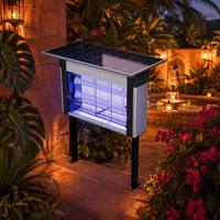 Matamosquitos Eléctrico de Aluminio para Interiores con Energía Solar, Clasificación IPX4, Luz LED Azul para Control de Mosquitos y Moscas