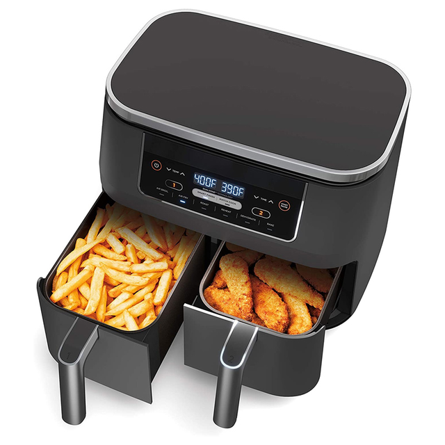 2022 Double Air Fryer With Dual Basket Two Dual Zone 2 Basket Deep Air Fryer Electric Deep Fryer