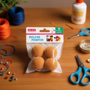 Pompon ILAN 4.0 cm colore cammello, articoli per artigianato e decorazioni fai da te - Product Image 2