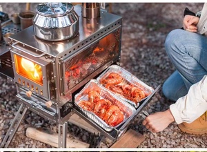 Forno da Campeggio Pieghevole All-In-One in Acciaio Inox, <span class=keywords><strong>Stufa</strong></span> Multifunzione <span class=keywords><strong>a</strong></span> Pellet e <span class=keywords><strong>Legna</strong></span> con Funzione di Combustione - Product Image 5