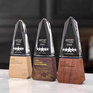 HBL بيع بالجملة الخشب الصلب فارغ مخصص ليزر 3D شعار خشبي جوائز الكأس الكريستال للهدايا - Product Image 2