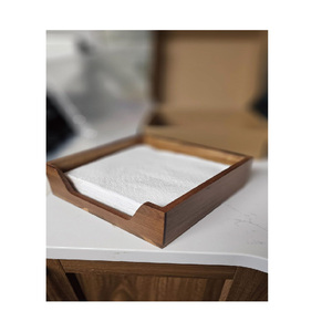 Servettenhouder voor op tafel, houten servetdispenser met grote zijopening voor papieren servetten, vierkante servettenhouder in boerderijstijl - Product Image 6