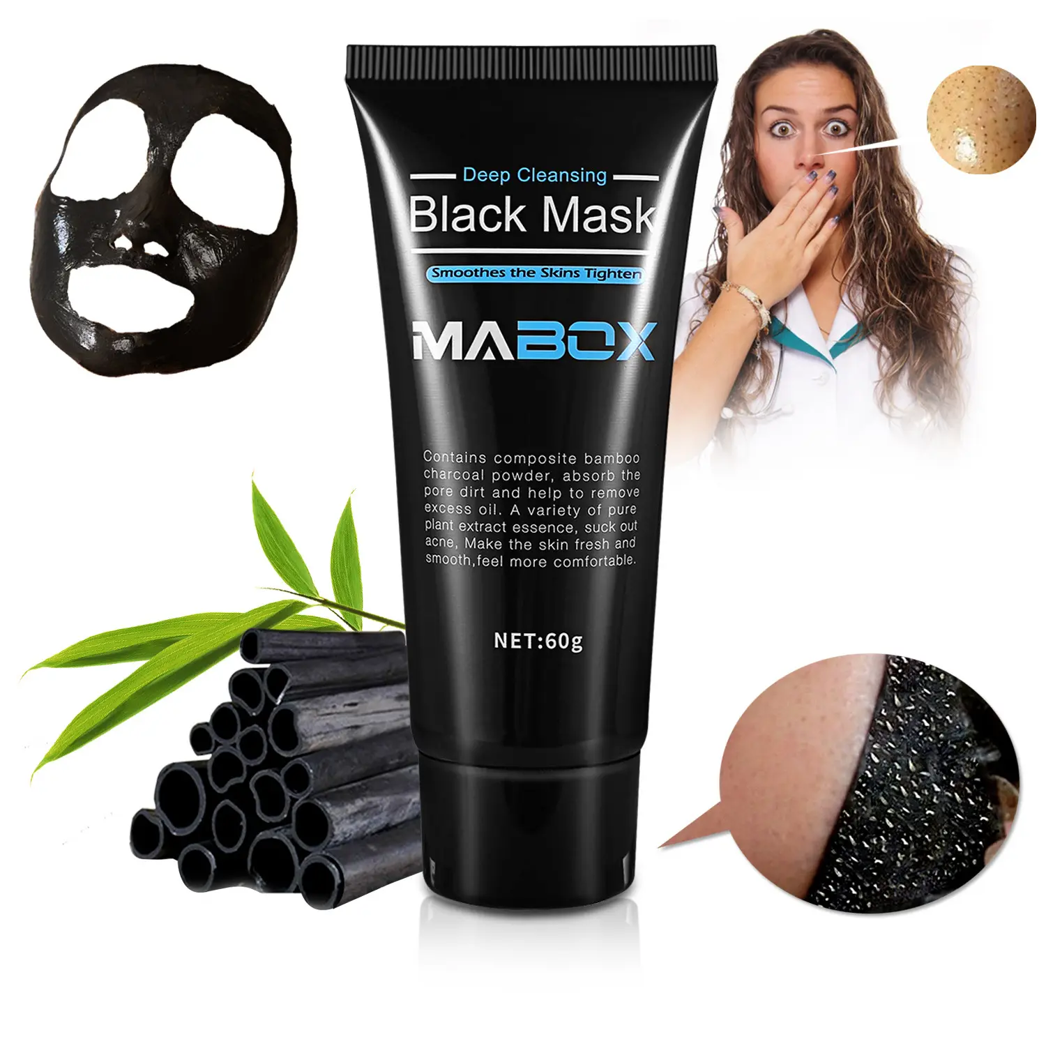 Best Sale Mabox Deep Cleansing Black Mask Remover Blackhead Pull Peel Off Mud Mask 50ml