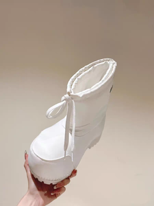 Bottes de neige épaisses blanches 2026 pour femme, imperméables, style <span class=keywords><strong>Moon</strong></span> <span class=keywords><strong>Boots</strong></span>, plateforme rembourrée, bottines d'hiver à cordon, Y2K Après-ski - Product Image 5