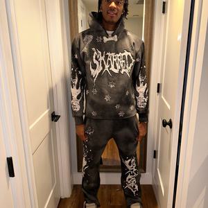 Ensembles de survêtements pour hommes avec logo imprimé en relief, ensembles deux pièces avec pantalon évasé, sweats à capuche, ensembles de survêtements pour hommes - Product Image 2