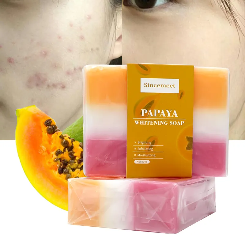 Özel etiket organik el yapımı sabun cilt beyazlatma glutatyon kojik asit papaya sabunu