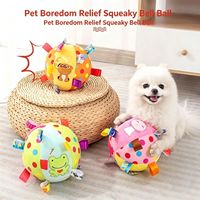 Nouveau produit : jouet à mâcher pour chien en peluche courte colorée, balle interactive avec clochettes pour chiots et chiens de petite, moyenne et grande taille
