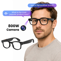 Lunettes intelligentes avec caméra 800W, vidéo 1080P anti-tremblement, microphone à réduction de bruit, son clair, charge rapide, traduction en temps réel