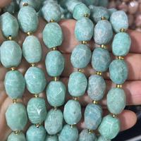 Pierre naturelle bleue Amazonite 10x14mm facettée irrégulière en forme de riz pour la confection de bijoux et vêtements de mode, environ 21-24 pièces/brin