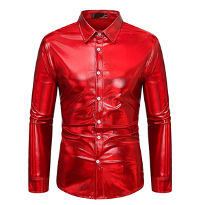 <strong>Men's</strong> 70s Disco <strong>Shirts</strong> Long Sleeve Button Down Blouse With Party Club <strong>Sequin</strong> Tops - Product Image 2