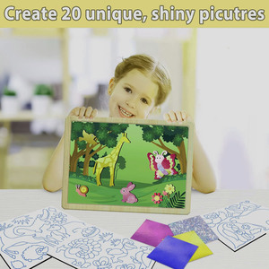 Pase la imagen para hacer zoom en el kit de juguetes de actividades artísticas y artesanales, manualidades de animales divertidos en papel de aluminio, juguete creativo Toty DIY del año, Sin desorden A - Product Image 6