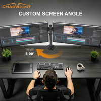 Nouveau support de bureau double écran pour écrans de 13 à 32 pouces, support en acier réglable, fixation par pince, gestion des câbles, rotation à 180°, inclinaison à 80°