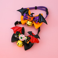 Accessoires festifs pour animaux de compagnie à succès pour Halloween avec clochettes, imprimés citrouille et chauve-souris, colliers bandana ajustables pour chiens et chats