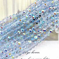 Manik-manik Kristal Kaca Bening Berkilau Berlapis AB 4mm 6mm 8mm Grosir, Manik-manik Kristal Kaca Rondelle Bersegi untuk Pembuatan Perhiasan