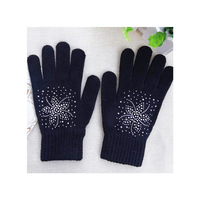 Gants tricotés chauds à la mode pour femmes pour l'automne et l'hiver Strass et polaire résistant au froid pour un usage quotidien