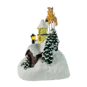 Villaggio Natalizio a LED Musicale a Batteria con Babbo Natale e Renna, Casa del Villaggio di Natale, Decorazione Natalizia del Villaggio in Resina - Product Image 5