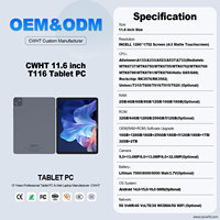 Tablet PC Android 15 de 11.6 Pulgadas, T616 Octa Core, 6GB+128GB, Pantalla Táctil Mate 4:3, 4G LTE, GPS, Doble SIM, OEM ODM