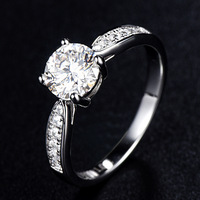 Anillos de Moissanita con Diamantes VVS de 1 Quilate al por Mayor, Plata S925, Joyería Alibaba con Certificado para Compromiso de Mujer