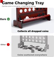 Jeu de quatre en ligne géant en bois avec plateau pliable, jeu mural pour intérieur et extérieur avec disques complets