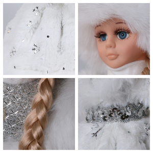 SOTE 30CM-50CM Ensemble de <span class=keywords><strong>Ded</strong></span> <span class=keywords><strong>Moroz</strong></span> et Snegurochka Jouets Électriques Blanc Noël Nouvel An Décor Musical Santa Poupées - Product Image 6