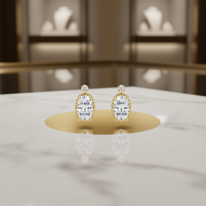 Orecchini a perno con cristalli taglio ovale BIO06, placcati oro, con montatura a castone, gioielli classici da donna per feste - Product Image 2