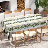 Nappe Imprimée Fleurs Blanches et Feuilles Vertes Imperméable en Polyester Prix Usine pour Jardin, Salle à Manger, Décoration Maison - Vente Chaude