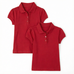 Camiseta Polo Roja de Manga Corta para Niñas, Algodón Oxford, Uniforme Escolar, Ropa para Escuela Primaria - Product Image 2
