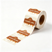 Étiquettes personnalisées en rouleau avec dorure à chaud, autocollantes, pour l'emballage de bouteilles et bocaux de caramel au sel, café et desserts, impression d'étiquettes