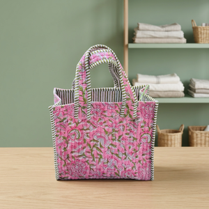 Bolso Tote Acolchado Floral con Asas Verdes a Rayas y Cierre de Cremallera para Mujer, Ideal para Viajes Diarios y Compras en Todas las Estaciones - Product Image 6