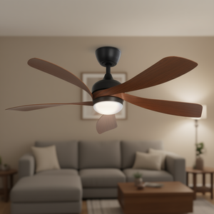 Modern 52-Inch LED Ceiling Fan With DC Motor Remote Control Black <b>Indoor</b> Flush Mount <b>Lighted</b> Fan With 3 Color Temperature - Product Image 2