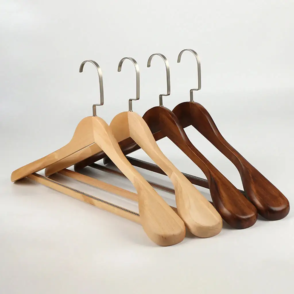Hanger Supplier Premium Glossy Finished and Extra Wide Shoulder Wooden Hangers for Jacket