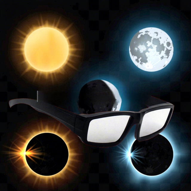 Solar Eclipse Glasses Plastic Frame, CE & ISO Certified Safe Shade 5 Solar Viewing Eyeglasses for Direct Sun Observation