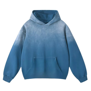 TKAN748 personalizado 100% algodón Vintage francés Terry de gran tamaño peso pesado Sun Faded 420 Gsm en blanco lavado con ácido Sudadera con capucha desgastada - Product Image 2