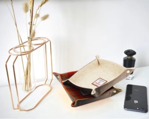 Alta calidad Harris Tweed cambio de monedas organizador de dulces hogar Hotel viaje Pu cuero Valet bandeja clave bandeja de almacenamiento - Product Image 6