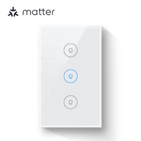 Interrupteur mural intelligent Apple Homekit Matter WiFi 3 voies, norme américaine, fabriqué en usine