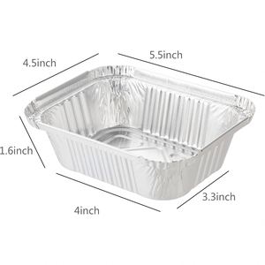 OEM Logo Rectangle Aluminum Foil Disposable <b>Takeaway</b> Food <b>Container</b> Small Size Plastic Lid - Product Image 2
